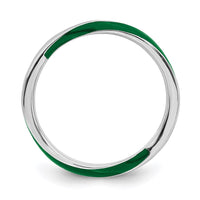 Sterling Silver Stackable Expressions Twisted Green Enameled Ring | QSK562 ,