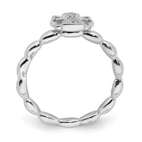 Sterling Silver Stackable Expressions Polished Diamond Angel w/halo Ring | QSK1843 ,