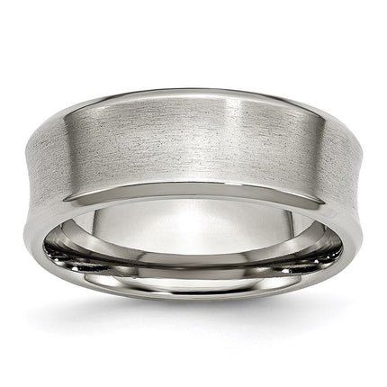 Stainless Steel Beveled Edge Concave 8mm Brushed Band | SR92 ,