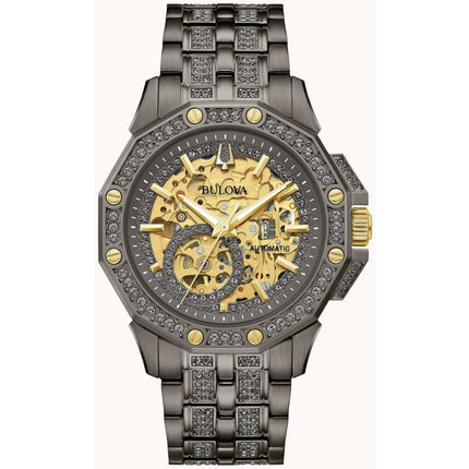 Bulova Men's Watch - Octava Crystal Automatic Grey Skeleton Dial Bracelet | 98A293 ,