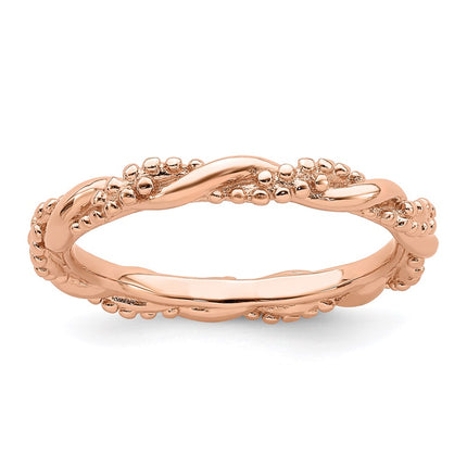 Sterling Silver Stackable Expressions Pink-plated Twist Ring | QSK2001 ,