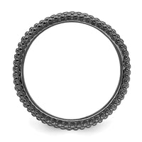 Sterling Silver Stackable Expressions Polished Black-plated Wave Ring | QSK685 ,