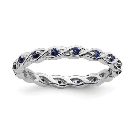 Sterling Silver Stackable Expressions Created Sapphire Ring | QSK1478 ,
