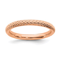 Sterling Silver Stackable Expressions Pink-plated Cable Ring | QSK204 ,