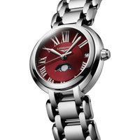 Longines Women's Watch - Primaluna Moon Phase Red Dial Silver Tone Bracelet | L81154926 ,