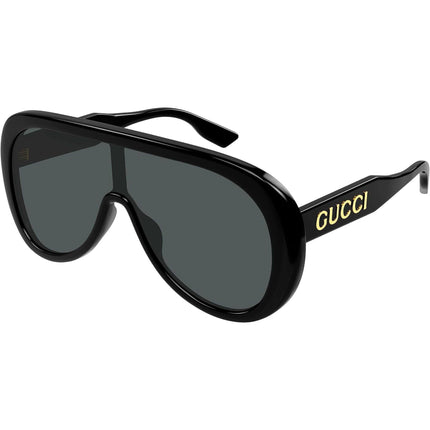 Gucci Men's Sunglasses - Black Shield Full Rim Plastic Frame Grey Lens | GG1370S 001 ,