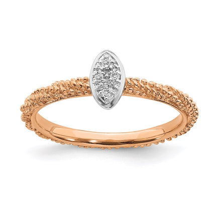 Sterling Silver Diamond Stackable Expressions Rose Gold Plated Ring | QSK1831 ,