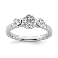 Sterling Silver Stackable Expressions Dbl Round White Topaz & Dia. Ring | QSK523 ,