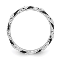 Sterling Silver Stackable Expressions Polished Black Enameled Ring | QSK569 ,