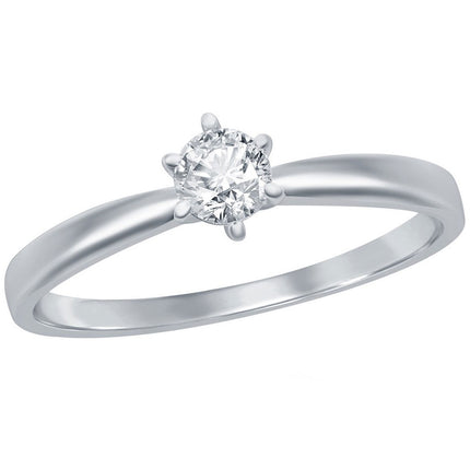 Classic Women's 4.5mm Solitaire CZ 6-prong Ring - W-2792 ,