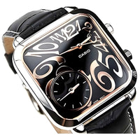 Casio Women's Quartz Watch - Silver Tone Case Black Dial Leather Strap | LTF117L-1A ,