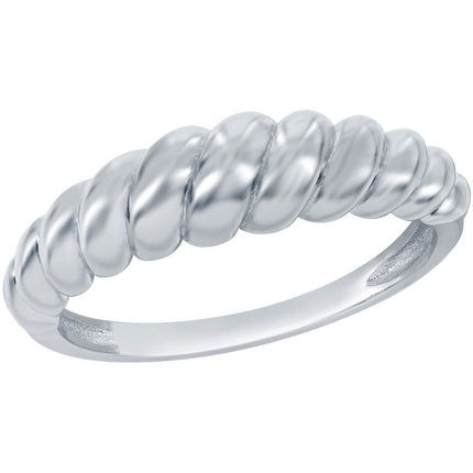 Classic Women's Sterling Silver Croissant Ring - W-2859 ,
