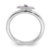 Sterling Silver Stackable Expressions Amethyst Starfish Ring | QSK1860 ,