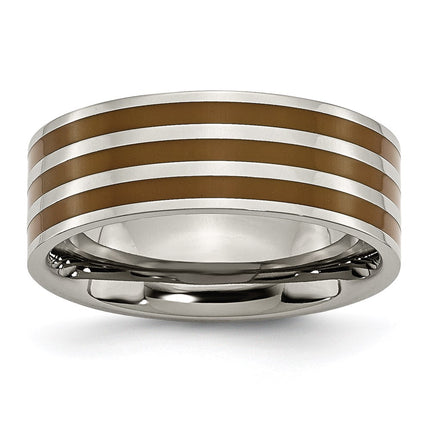 Titanium Brown Enamel Flat 8mm Polished Band | TB200 ,