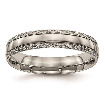 Titanium Polished Grooved Criss Cross Design Ring | TB448 ,