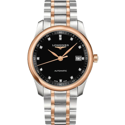 Longines Men's Watch - Master Diamond Black Dial Two Tone Steel Bracelet | L27935577 ,