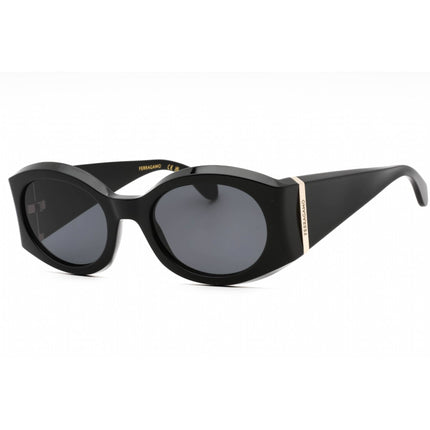 Salvatore Ferragamo Women's Sunglasses - Black Oval Frame Grey Lens | SF2008S 001 ,