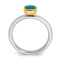 Sterling Silver Stackable Expressions w/Gold-plated Blue Topaz Ring | QSK1898 ,