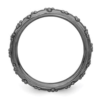 Sterling Silver Stackable Expressions Black-plated Textured Ring | QSK1616 ,