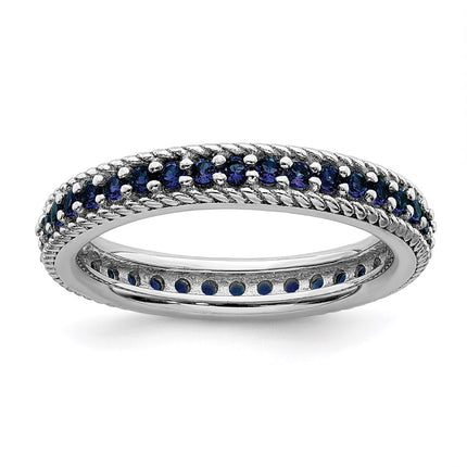Sterling Silver Stackable Expressions Polished Cr. Sapphire Eternity Ring | QSK573 ,
