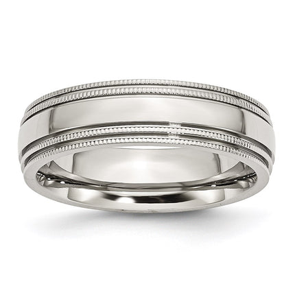 Stainless Steel Grooved and Beaded 6mm Polished Band | SR95 ,