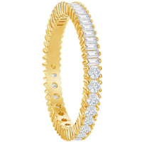 Classic Women's Gold Round and Baguette CZ Ring - W-2686 ,