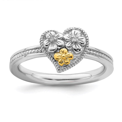 Sterling Silver & 14k Stackable Expressions Diamond Heart Ring | QSK911 ,
