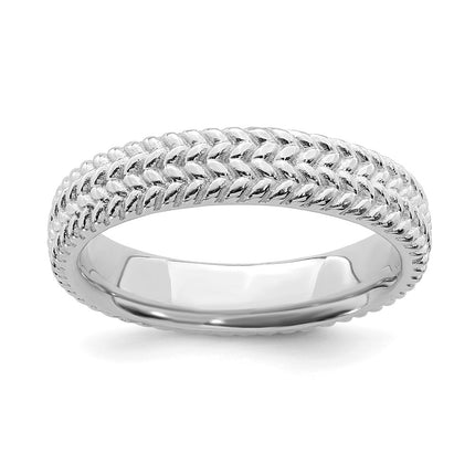 Sterling Silver Stackable Expressions Rhodium Ring | QSK307 ,