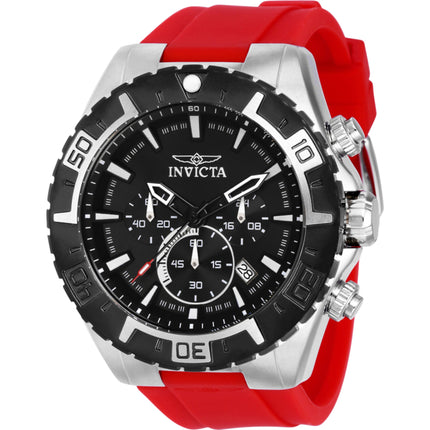 Invicta Men's Watch - Aviator Quartz Chrono Black Dial Red Silicone Strap | 37631 ,