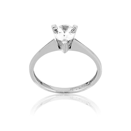 Sterling Silver Tri Prong CZ Engagement Ring - W-9568 ,