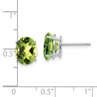 14k White Gold 9x7mm Oval Peridot Earrings ,