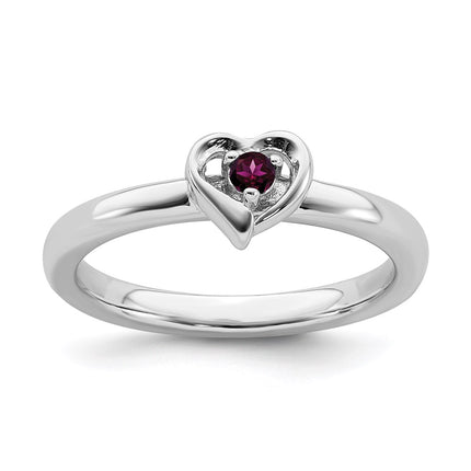 Sterling Silver Stackable Expressions Rhodolite Garnet Heart Ring | QSK1527 ,
