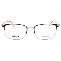 Hugo Boss Men's Eyeglasses - Matte Brown Silver Metal Rectangular | BOSS 1373 012R 00 ,