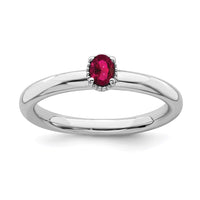Sterling Silver Stackable Expressions Created Ruby Single Stone Ring | QSK1570 ,