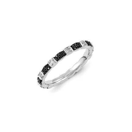 Sterling Silver Stackable Expressions Black & White Diamond Ring | QSK1080 ,