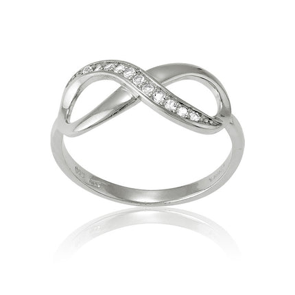Sterling Silver Half White Topaz Infinity Ring - W-9651 ,