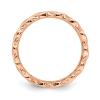 Sterling Silver Stackable Expressions Pink-plated Carved Ring | QSK1667 ,
