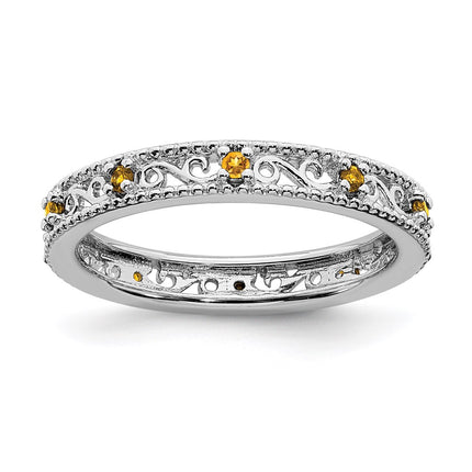 Sterling Silver Stackable Expressions Citrine Ring | QSK1492 ,
