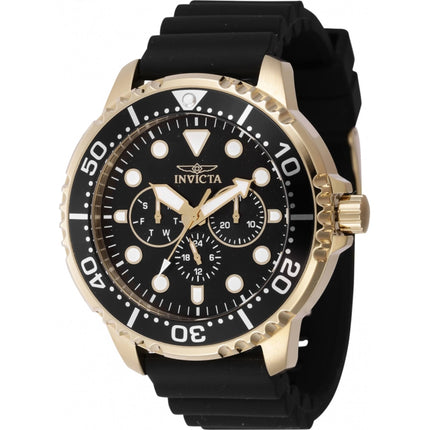 Invicta Men's Watch - Pro Diver Quartz Yellow Gold Case Black Silicone Strap | 47235 ,