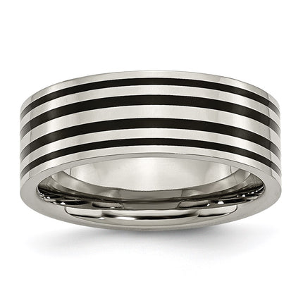 Titanium Black Enamel Flat 8mm Polished Band | TB194 ,