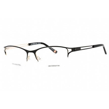 Liz Claiborne Women's Eyeglasses - Matte Black Gold Cat Eye Half Rim Frame | L 661 146 ,