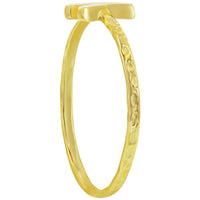 Classic Unisex Gold Tone K Initial Hammered Ring - W-2826 ,
