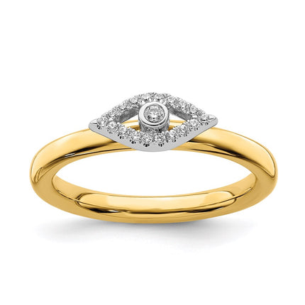 Sterling Silver Stackable Expressions Evil Eye Diamond Ring | QSK2164 ,