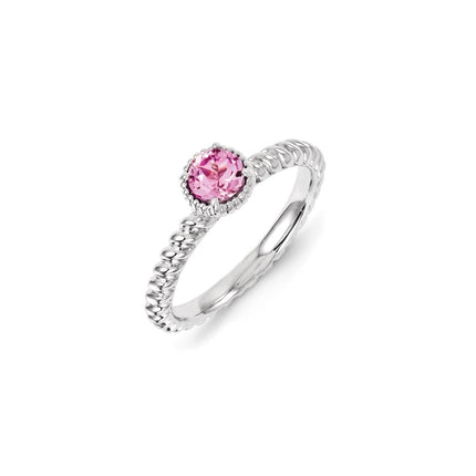 Sterling Silver Stackable Expressions Created Pink Sapphire Ring | QSK1107 ,