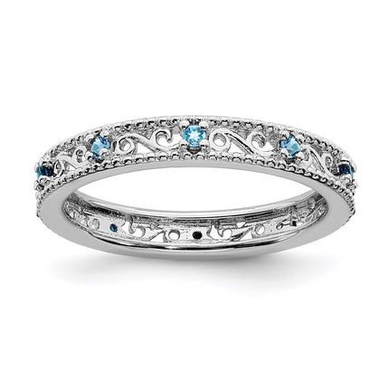 Sterling Silver Stackable Expressions Blue Topaz Ring | QSK1493 ,