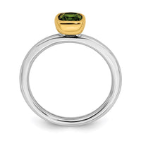 Sterling Silver Stackable Expressions w/Gold-plate Peridot Ring | QSK1894 ,