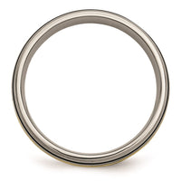 Titanium Grooved 14k Yellow Inlay 6mm Brushed and Antiqued Band | TB108 ,