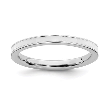 Sterling Silver Stackable Expressions White Enameled 2.25mm Ring | QSK149 ,