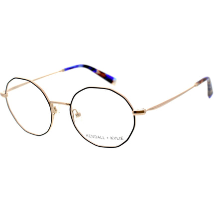 Kendall + Kylie Women's Eyeglasses - Black/Gold Geometric Frame | KKO197 ELENA 001 ,