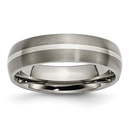 Titanium Sterling Silver Inlay 6mm Brushed Band | TB139 ,